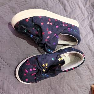 Toddler Girls Cat & Jack Sneakers Mae Stars Bow Navy Blue Shoes 9